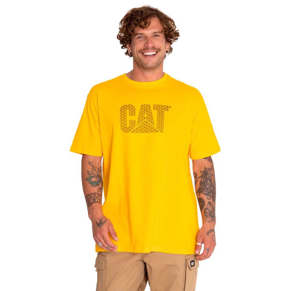 CAT - Polera Manga Corta Unisex Original Logo Amarillo CAT