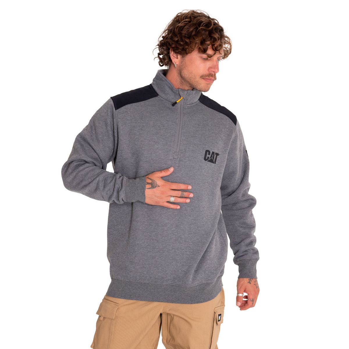 CAT - Polerón Hombre Essential 1/4 Zip Sweatshirt Gris CAT