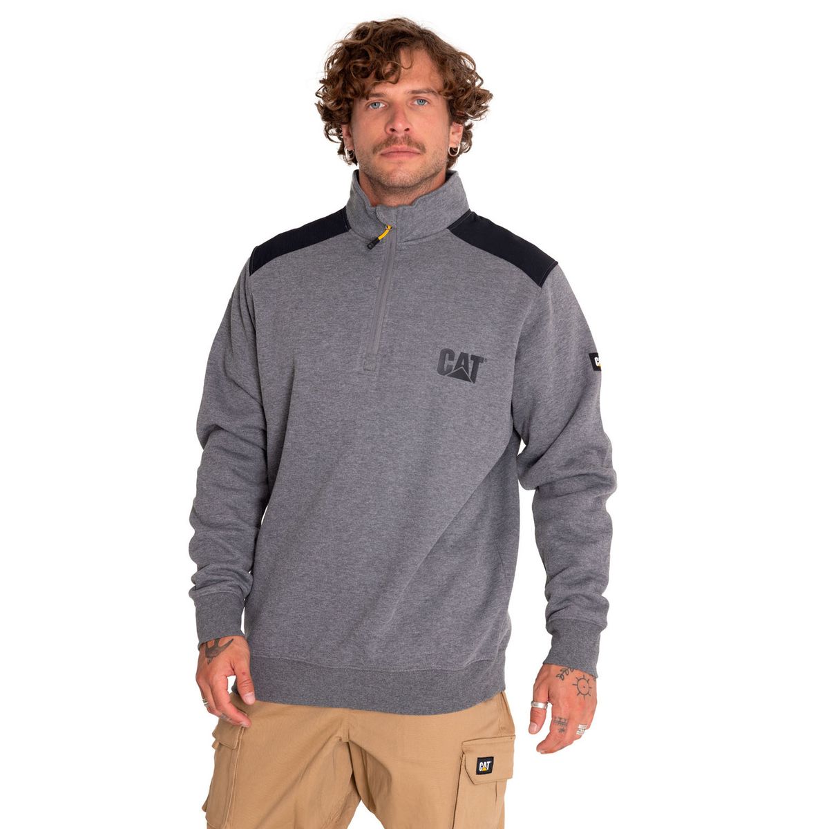 CAT - Polerón Hombre Essential 1/4 Zip Sweatshirt Gris CAT