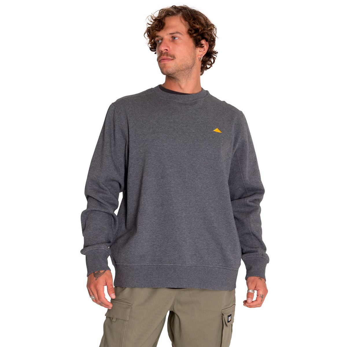 CAT - Polerón Hombre Heather Logo Sweatshirt Gris CAT