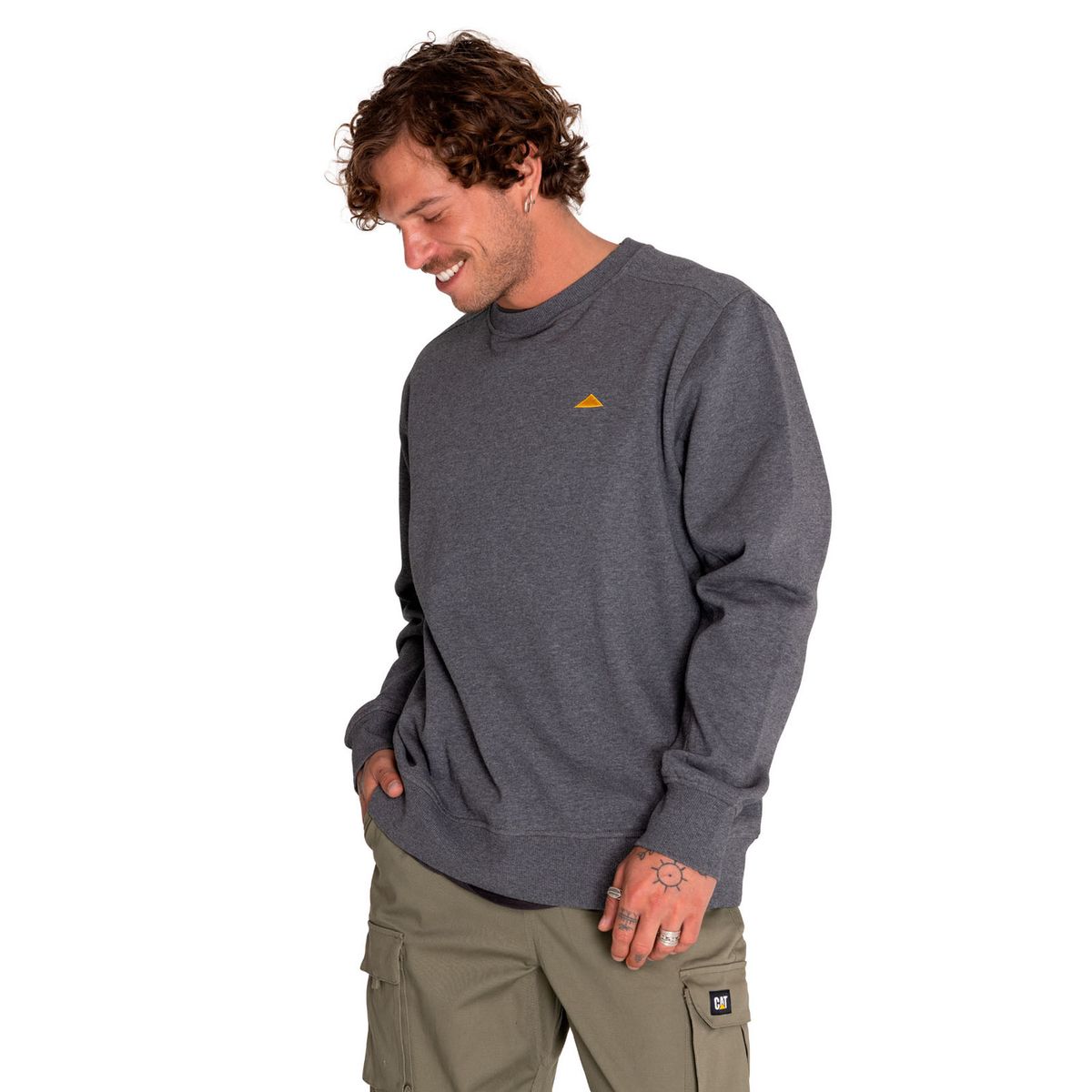 CAT - Polerón Hombre Heather Logo Sweatshirt Gris CAT