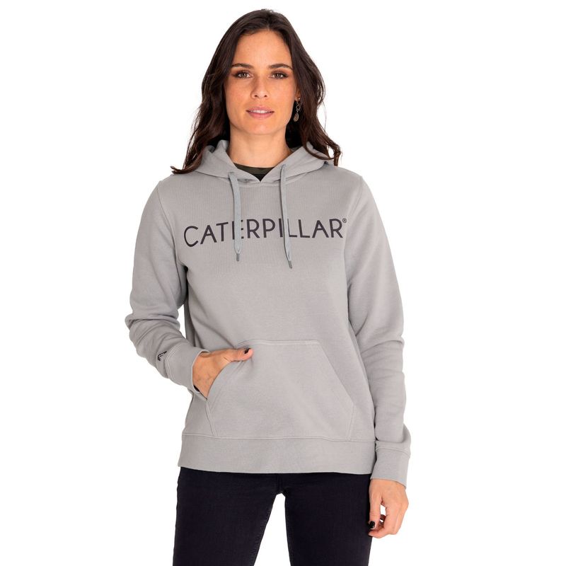 CAT - Polerón Mujer Fleece Pullover Hoodie Gris CAT