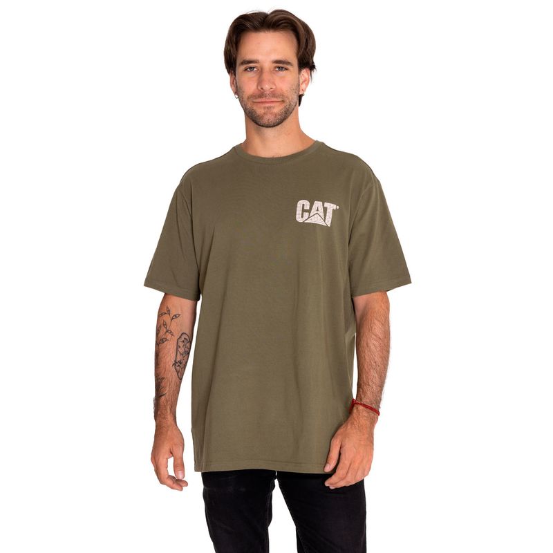 CAT - Polera Manga Corta Hombre Embroidered Verde CAT