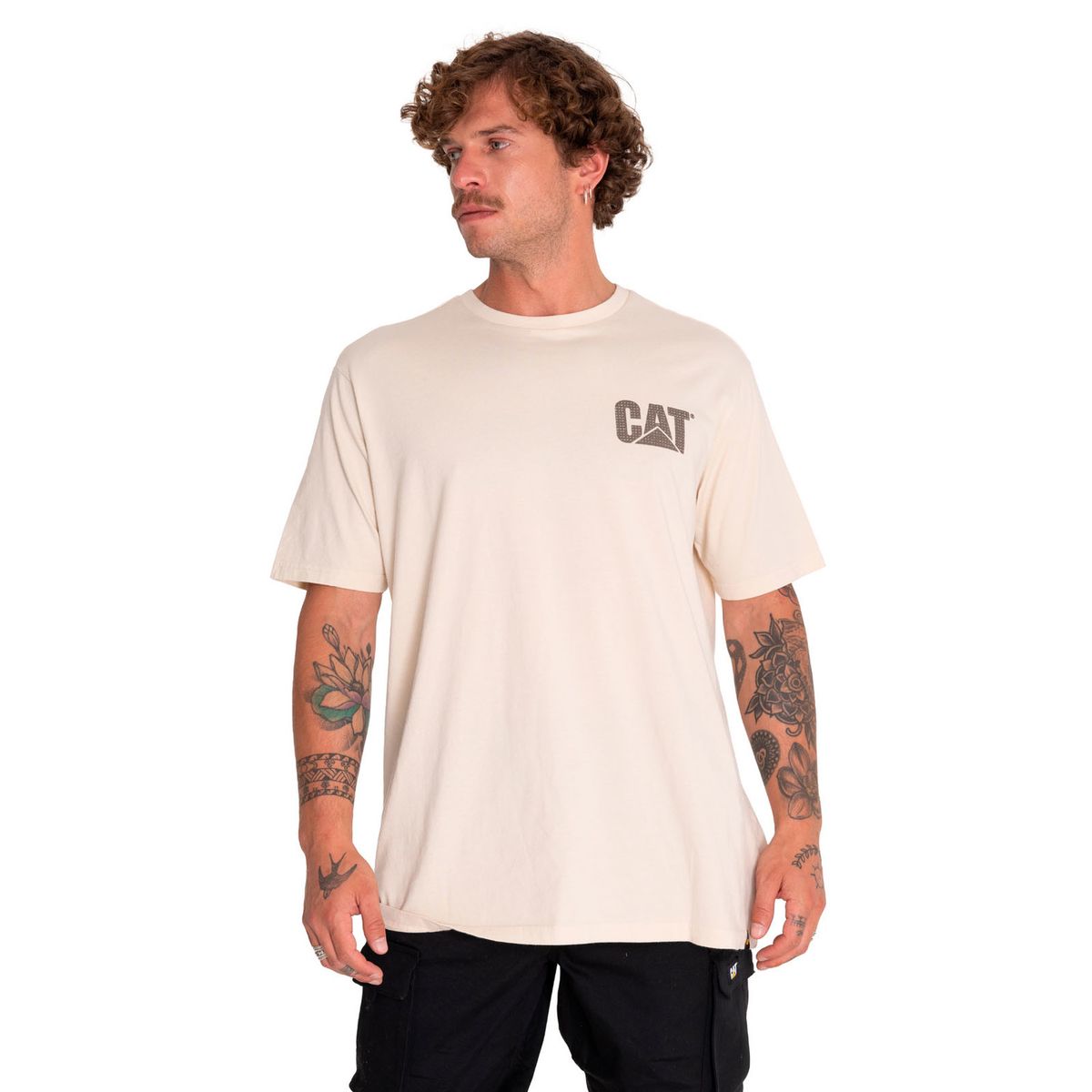 CAT - Polera Manga Corta Unisex Heritage Beige/Crudo CAT