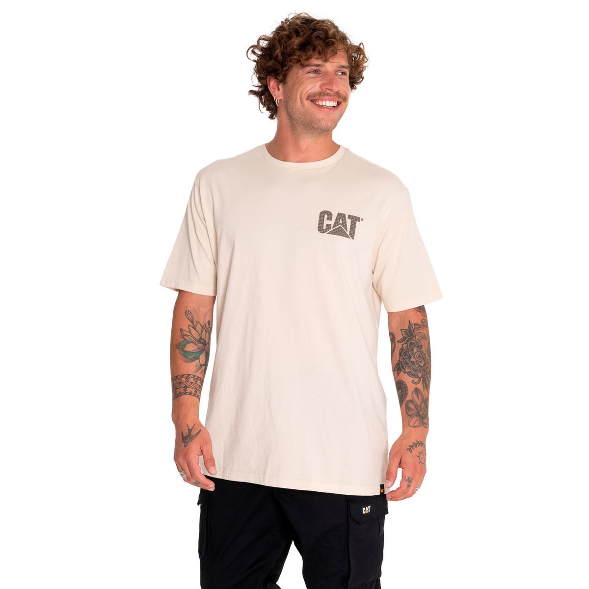 CAT - Polera Manga Corta Unisex Heritage Beige/Crudo CAT