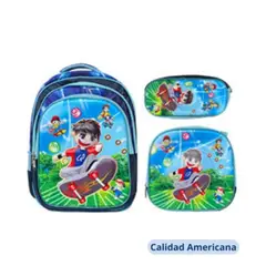 UTILISIMO - Mochila Infantil Incluye Estuche Y Lonchera 40X30X18cm NIÑO