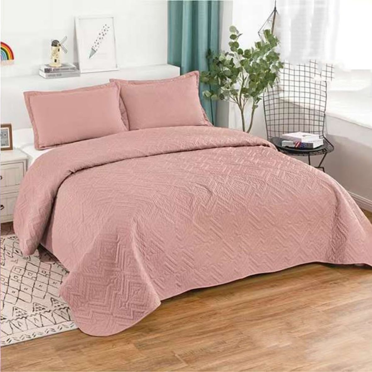 GENERICO - CUBRECAMA MODELO QUILT EN TAMAÑO KING TF