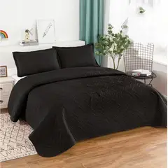 GENERICO - CUBRECAMA MODELO QUILT EN TAMAÑO KING COLOR NEGRO TF