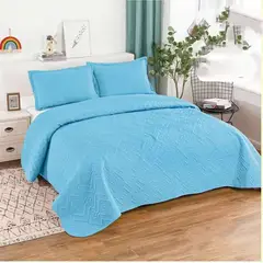 GENERICO - CUBRECAMA MODELO QUILT EN TAMAÑO KING COLOR AZUL TF