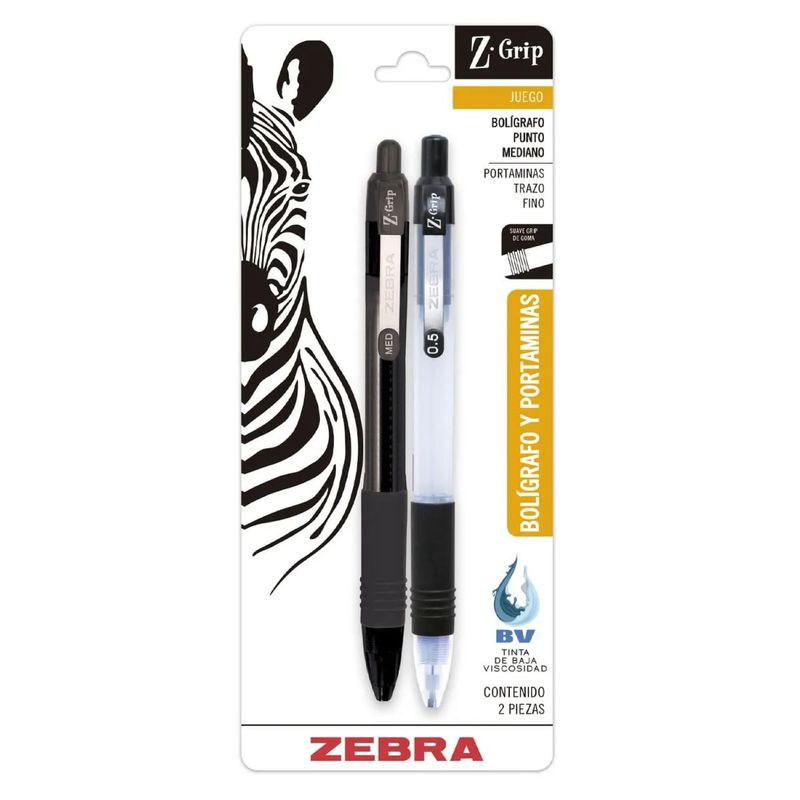 ZEBRA - Set Bolígrafo 1 mm Negro Y Portaminas HB 0,5 mm Z-Grip
