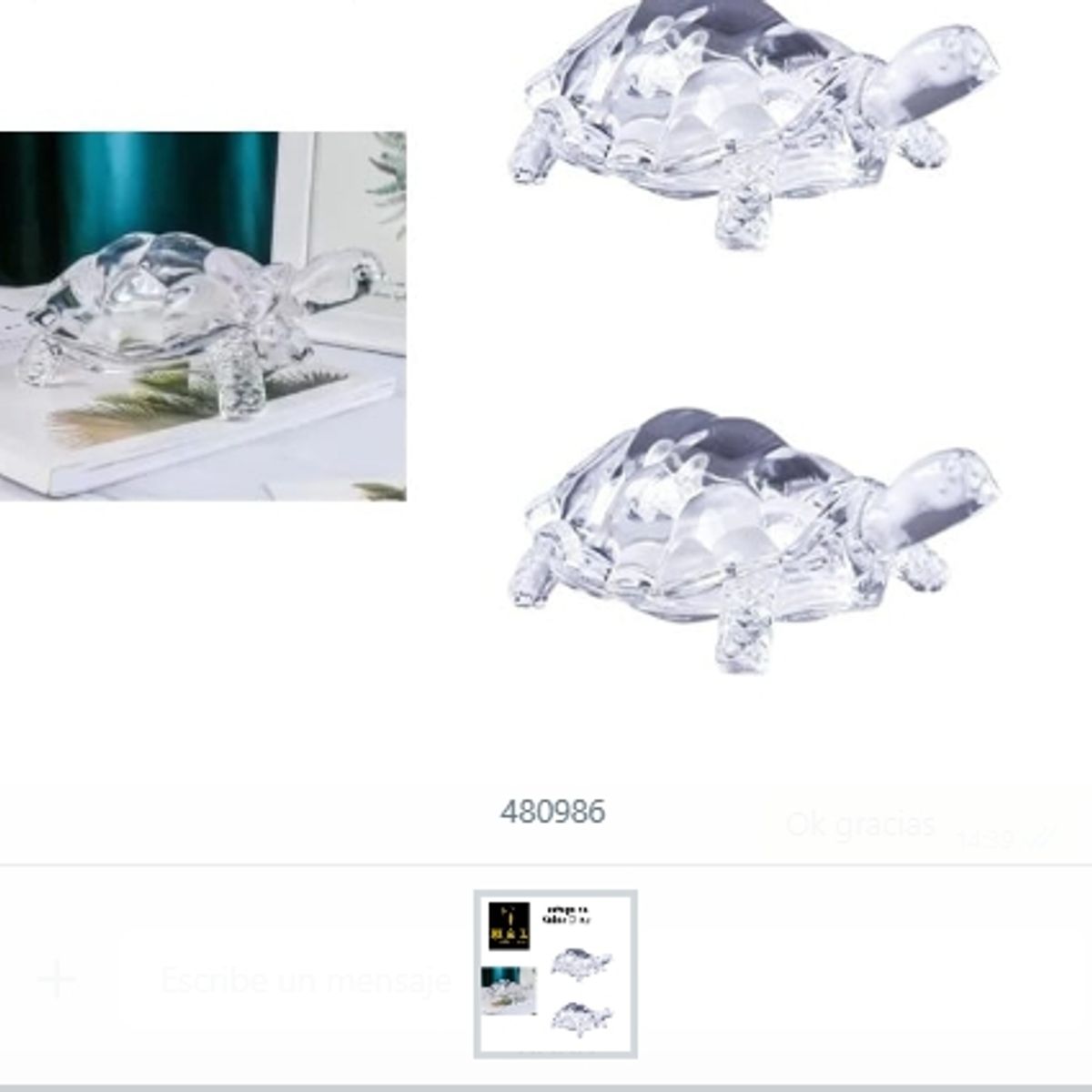 GENERICO - Tortuga De Vidrio Chica Adorno Hogar