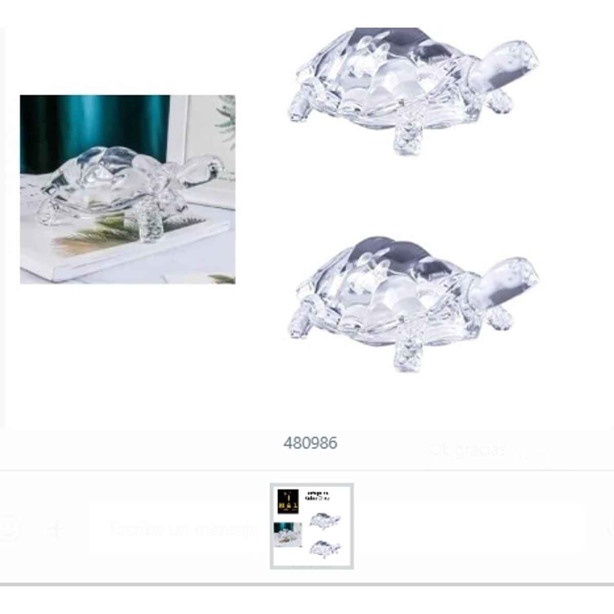 GENERICO - Tortuga De Vidrio Chica Adorno Hogar