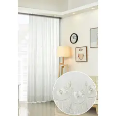 GENERICO - VISILLOS BORDADOS CON ARGOLLAS 2 PAÑOS 140X230CM C/U