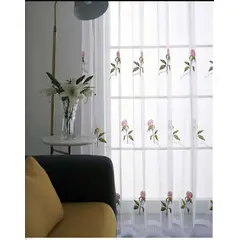 GENERICO - VISILLOS BORDADOS CON ARGOLLAS 2 PAÑOS 140X230CM C/U