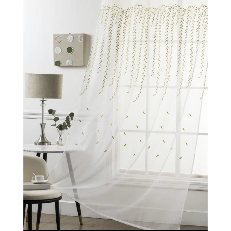 GENERICO - CORTINA VISILLOS BORDADOS CON ARGOLLAS 2 PAÑOS 140X230CM C/U