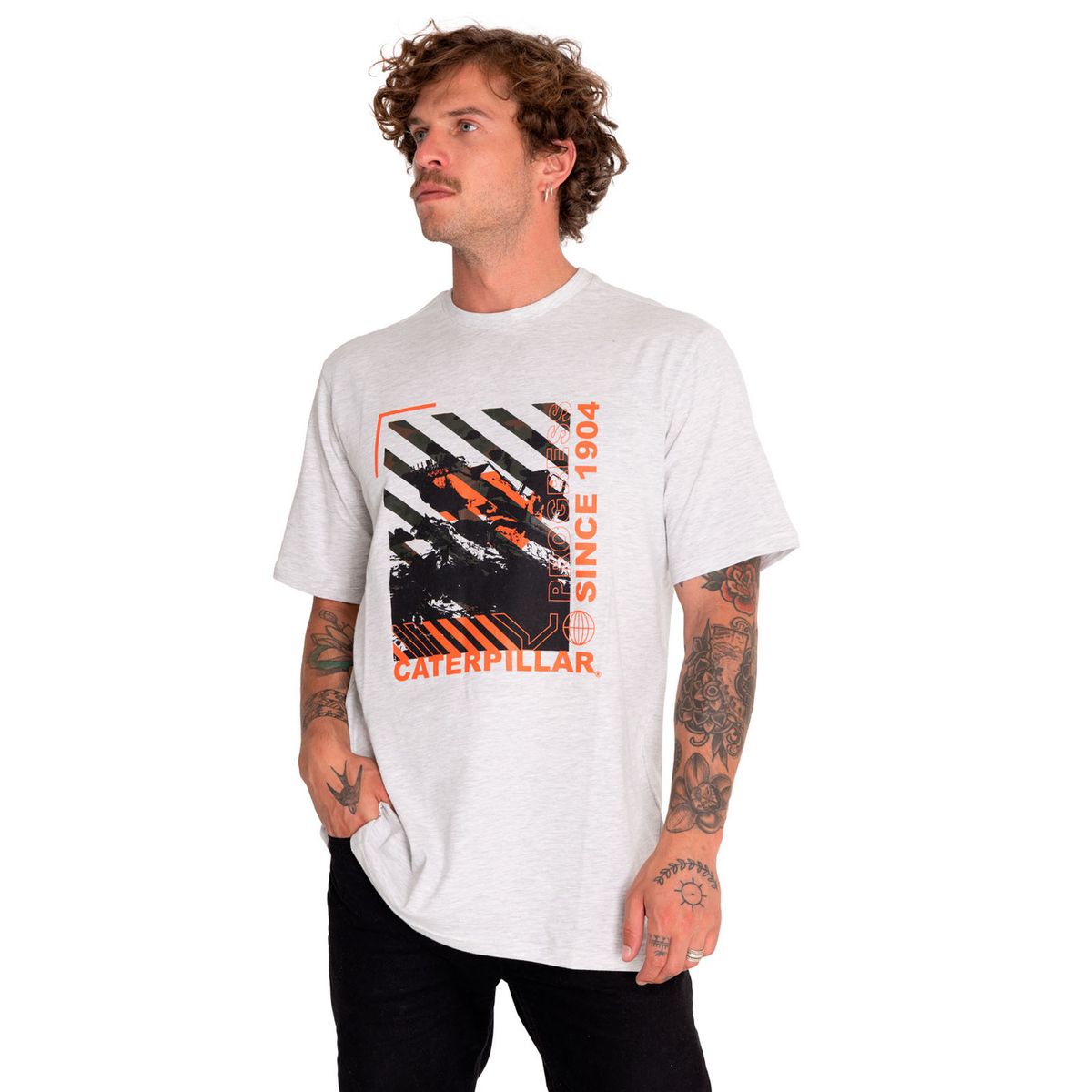 CAT - Polera Manga Corta Hombre Urban Camo Graphic Gris CAT