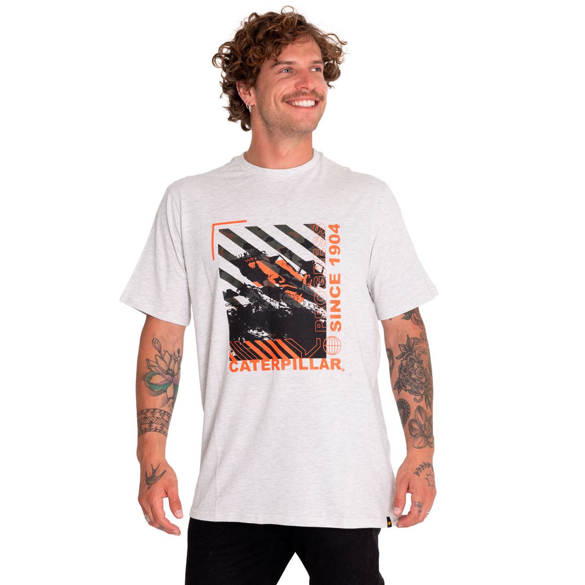 CAT - Polera Manga Corta Hombre Urban Camo Graphic Gris CAT