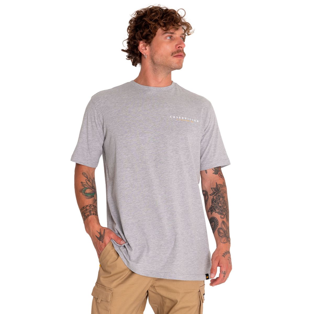 CAT - Polera Manga Corta Hombre Retro Vibes Gris CAT