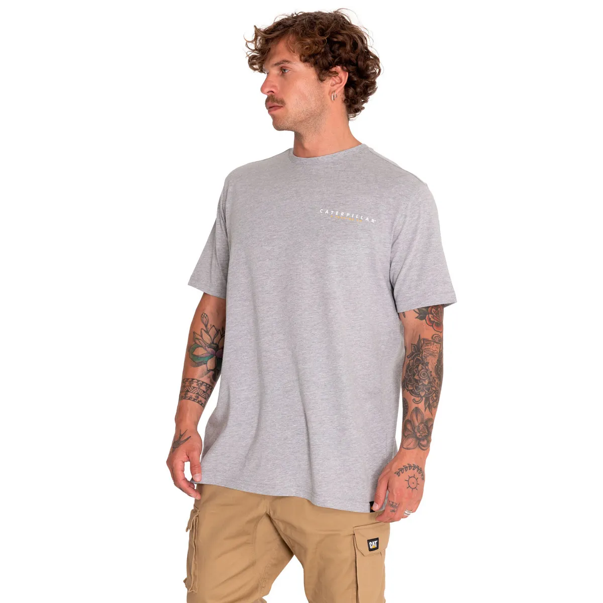 CAT - Polera Manga Corta Hombre Retro Vibes Gris CAT