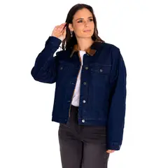 CAT - Chaqueta Denim Mujer Denim Plaid-Lined Jacket Azul