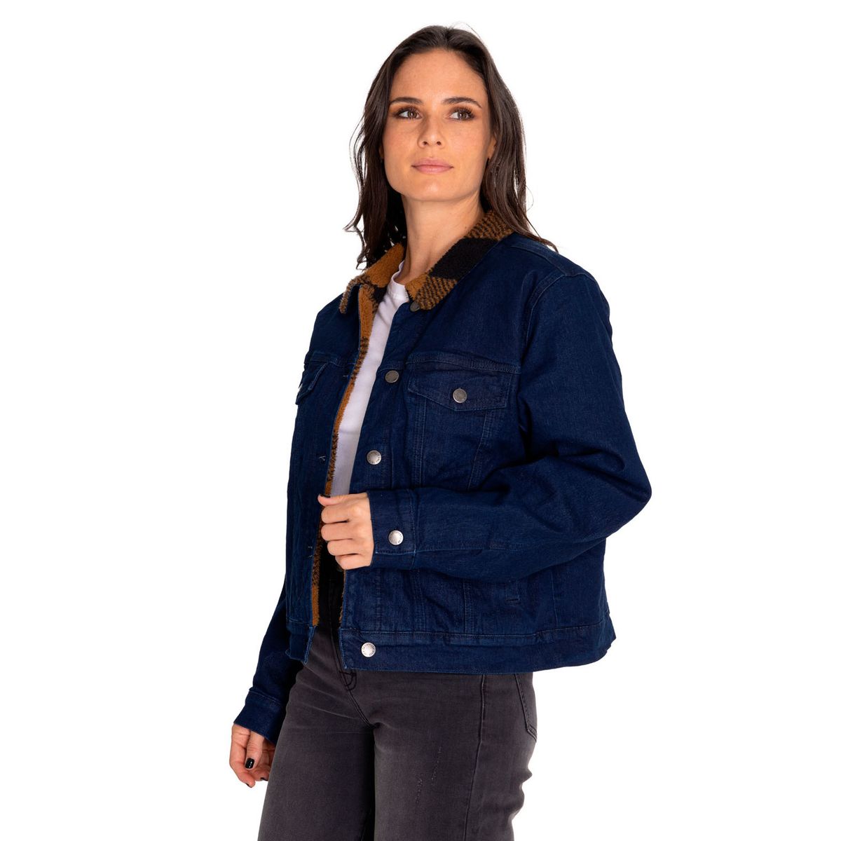 CAT - Chaqueta Denim Mujer Denim Plaid-Lined Jacket Azul CAT