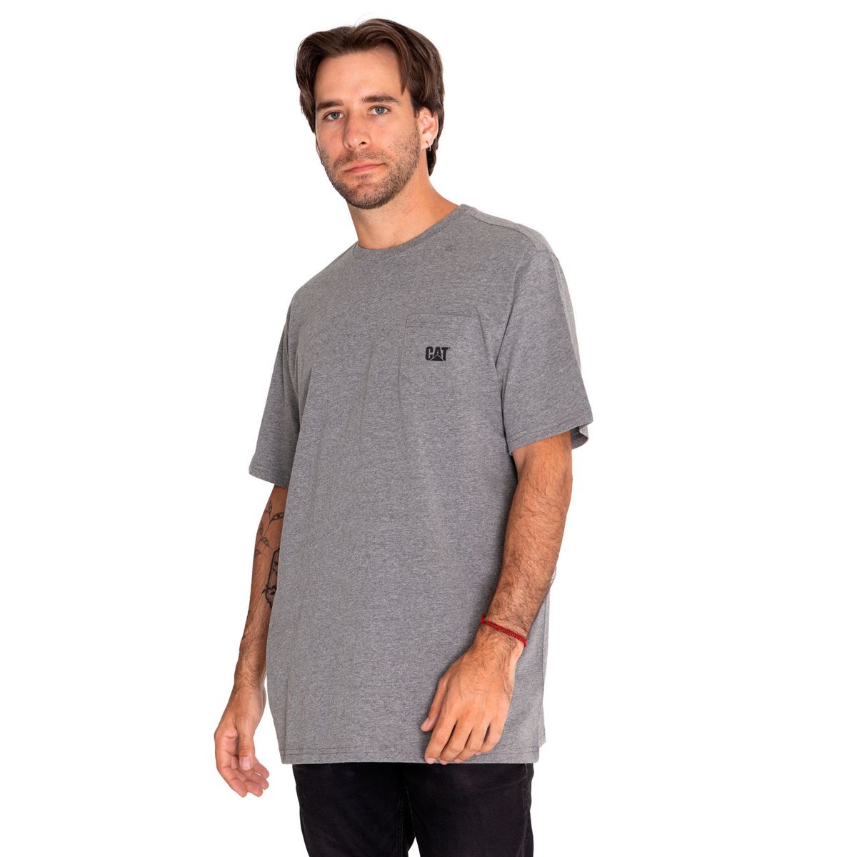 CAT - Polera Manga Corta Hombre Foundation Pocket Gris CAT