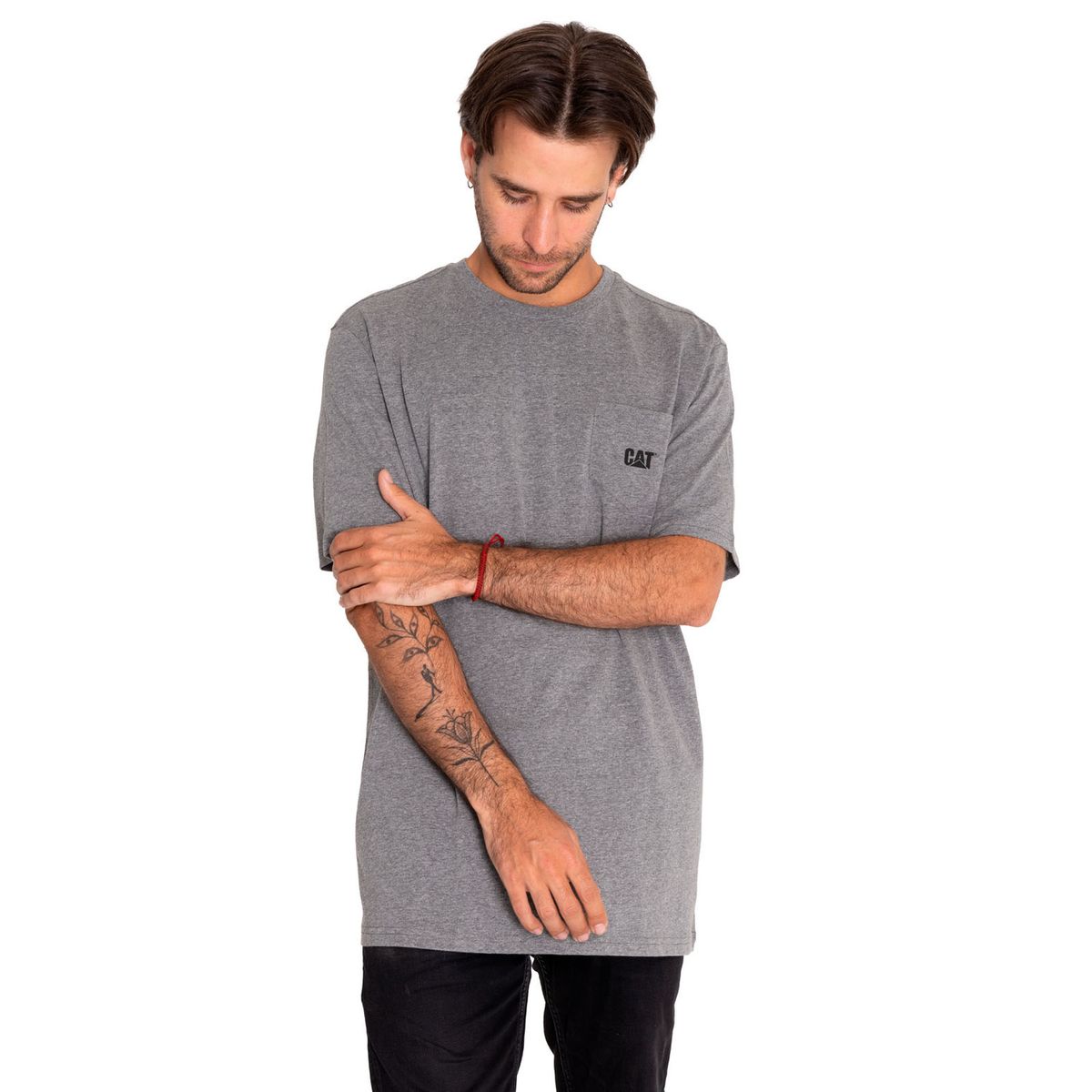 CAT - Polera Manga Corta Hombre Foundation Pocket Gris CAT