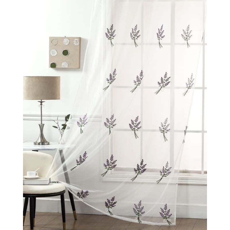 GENERICO - CORTINA VISILLOS BORDADOS CON ARGOLLAS 2 PAÑOS 140X230CM C/U