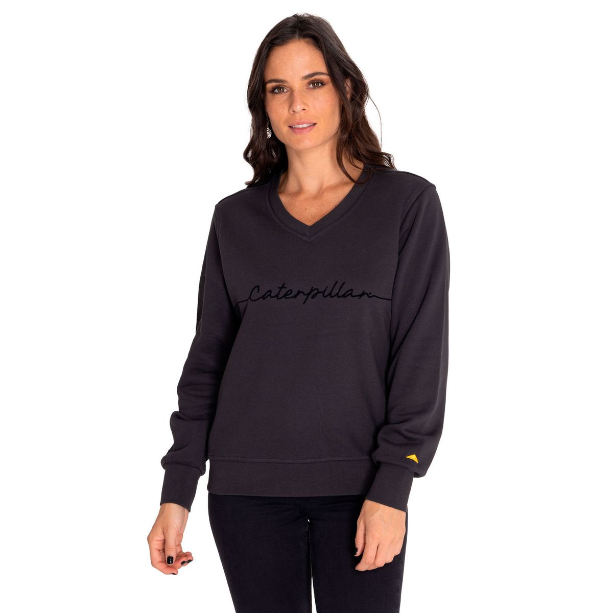 CAT - Polerón Mujer Script Sweatshirt Negro CAT