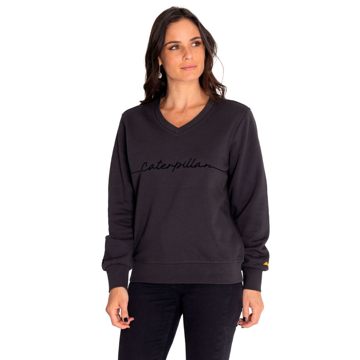CAT - Polerón Mujer Script Sweatshirt Negro CAT