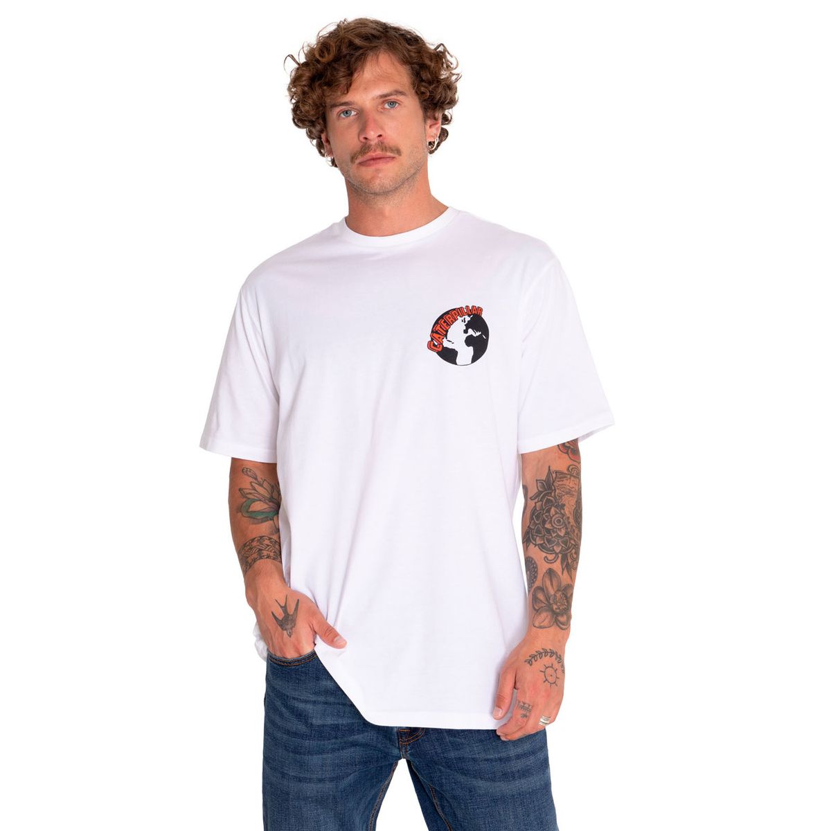 CAT - Polera Manga Corta Hombre Street Vibes Blanco CAT