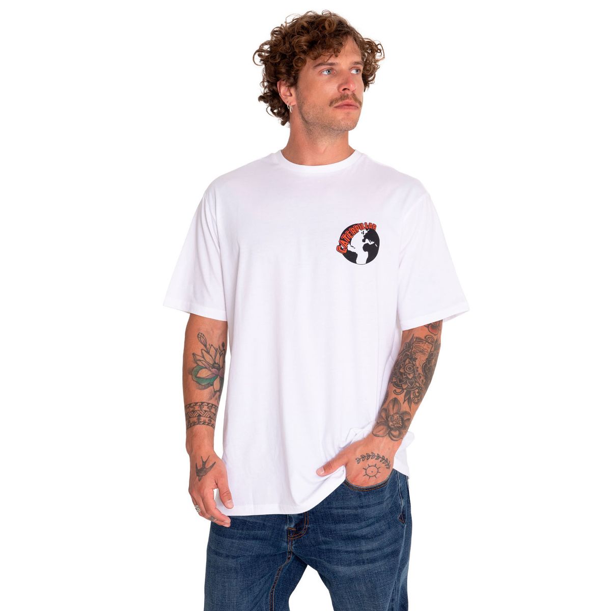 CAT - Polera Manga Corta Hombre Street Vibes Blanco CAT