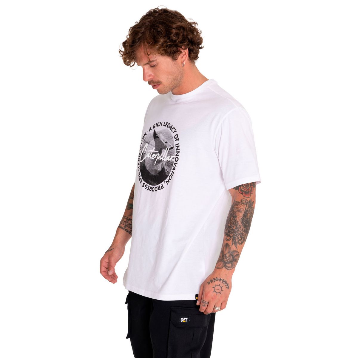 CAT - Polera Manga Corta Hombre Photo Real Graphic Blanco CAT