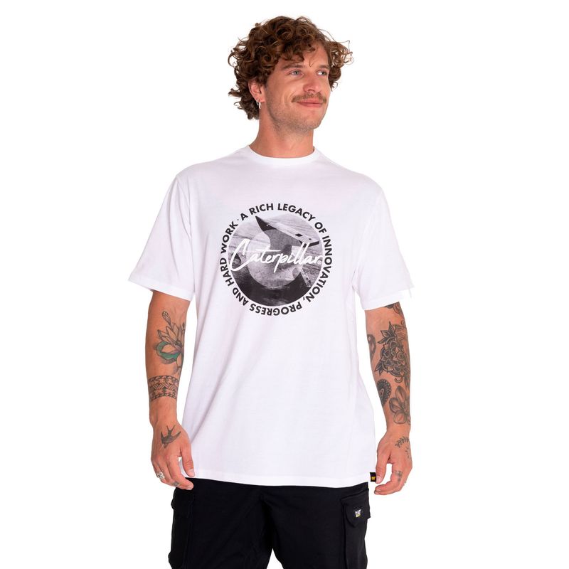 CAT - Polera Manga Corta Hombre Photo Real Graphic Blanco CAT