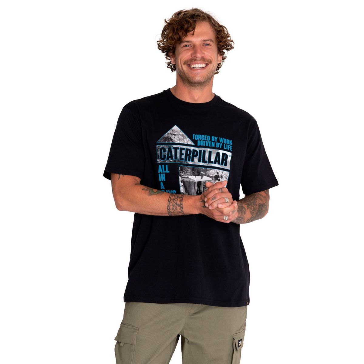 CAT - Polera Manga Corta Hombre Photo Graphic Negro CAT
