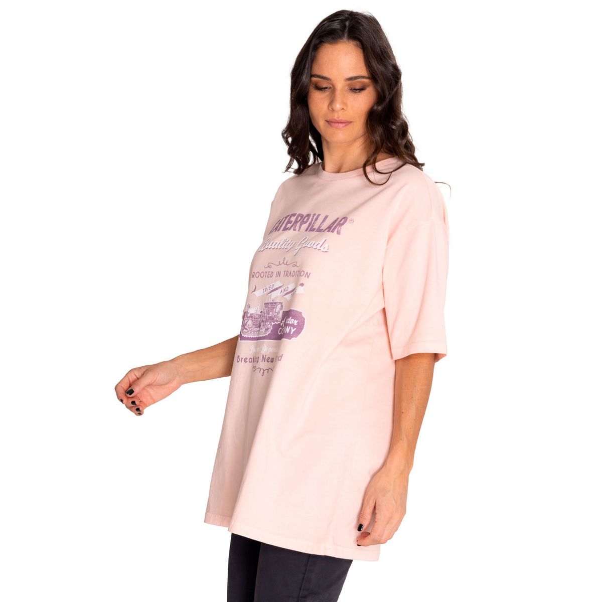 CAT - Polera Manga Corta Unisex Graphic Rosa CAT