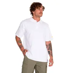 CAT - Polera Polo Hombre Logo Pique Polo Blanco