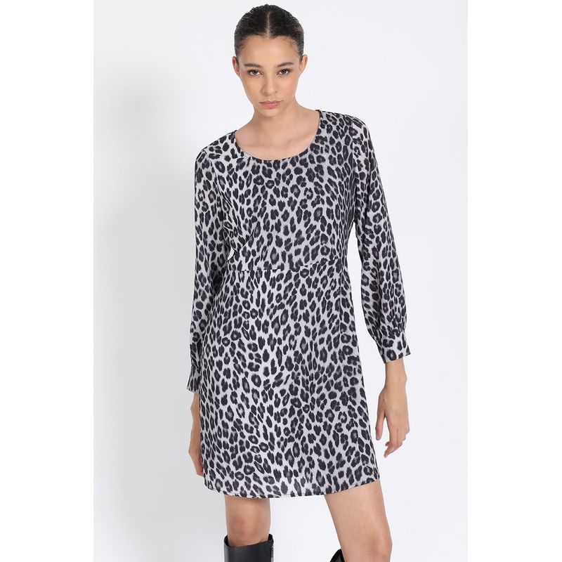 LIOLA - Vestido Estampado Animal, Gris Liola