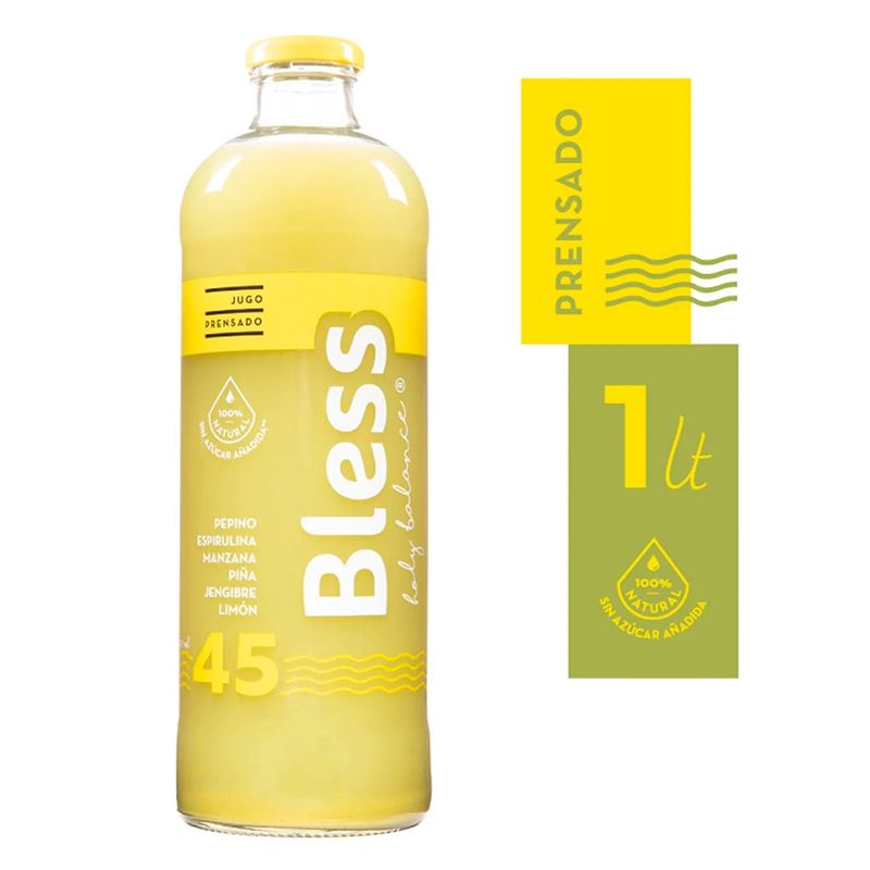 GENERICO - Jugo Bless Pepino Espirulina Manzana Jengibre Limón 1000cc