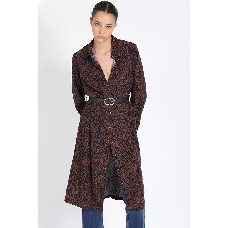 LIOLA - Vestido Midi Estampado, Negro Liola