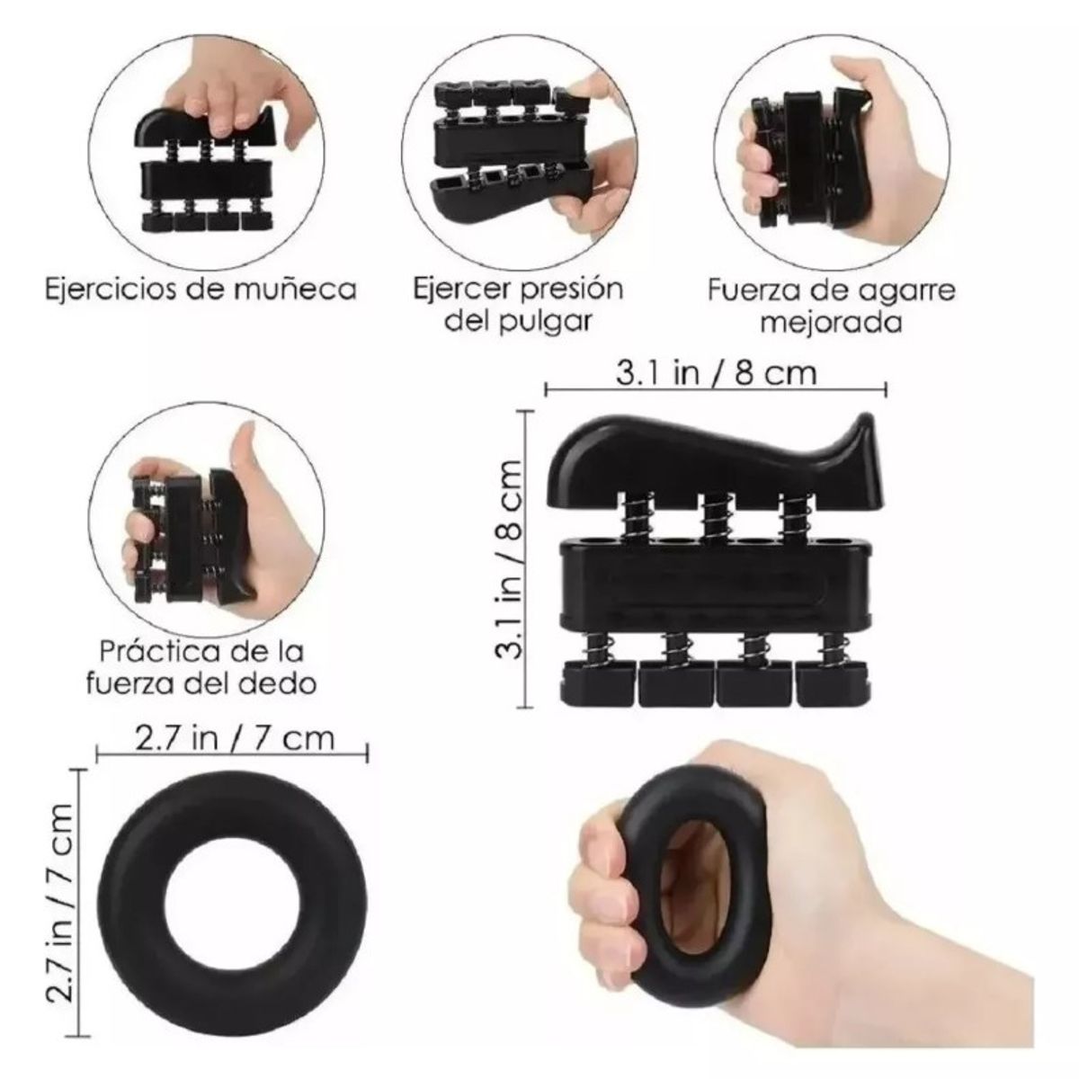 GENERICO - Hand Grip Set Pinza Resistencia Ejercicio Muñeca- Set 5 En 1