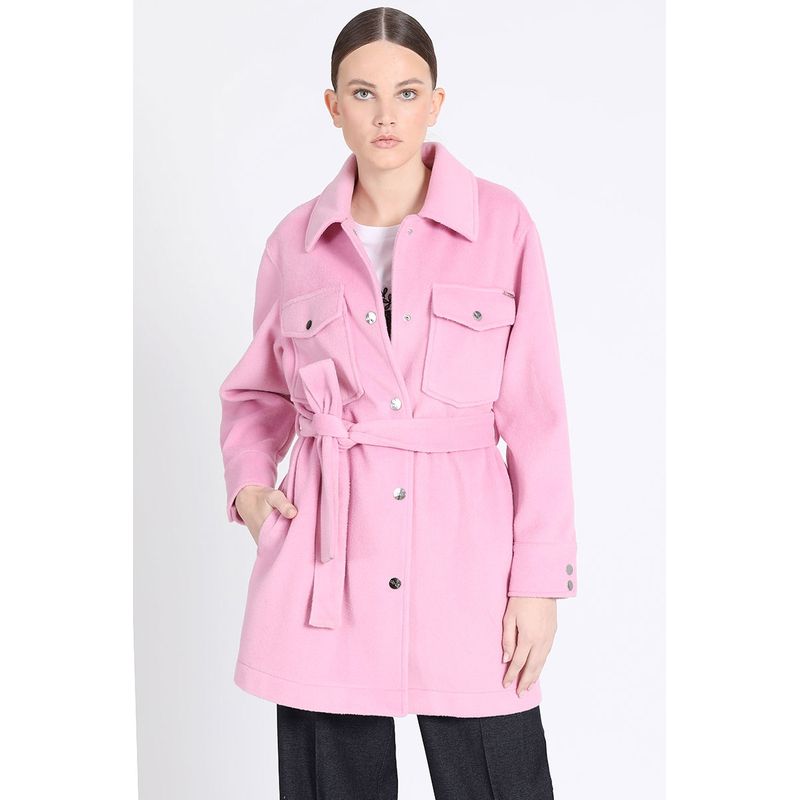 LIOLA - Chaqueta Larga Cargo Muflon Melange, Rosa Liola