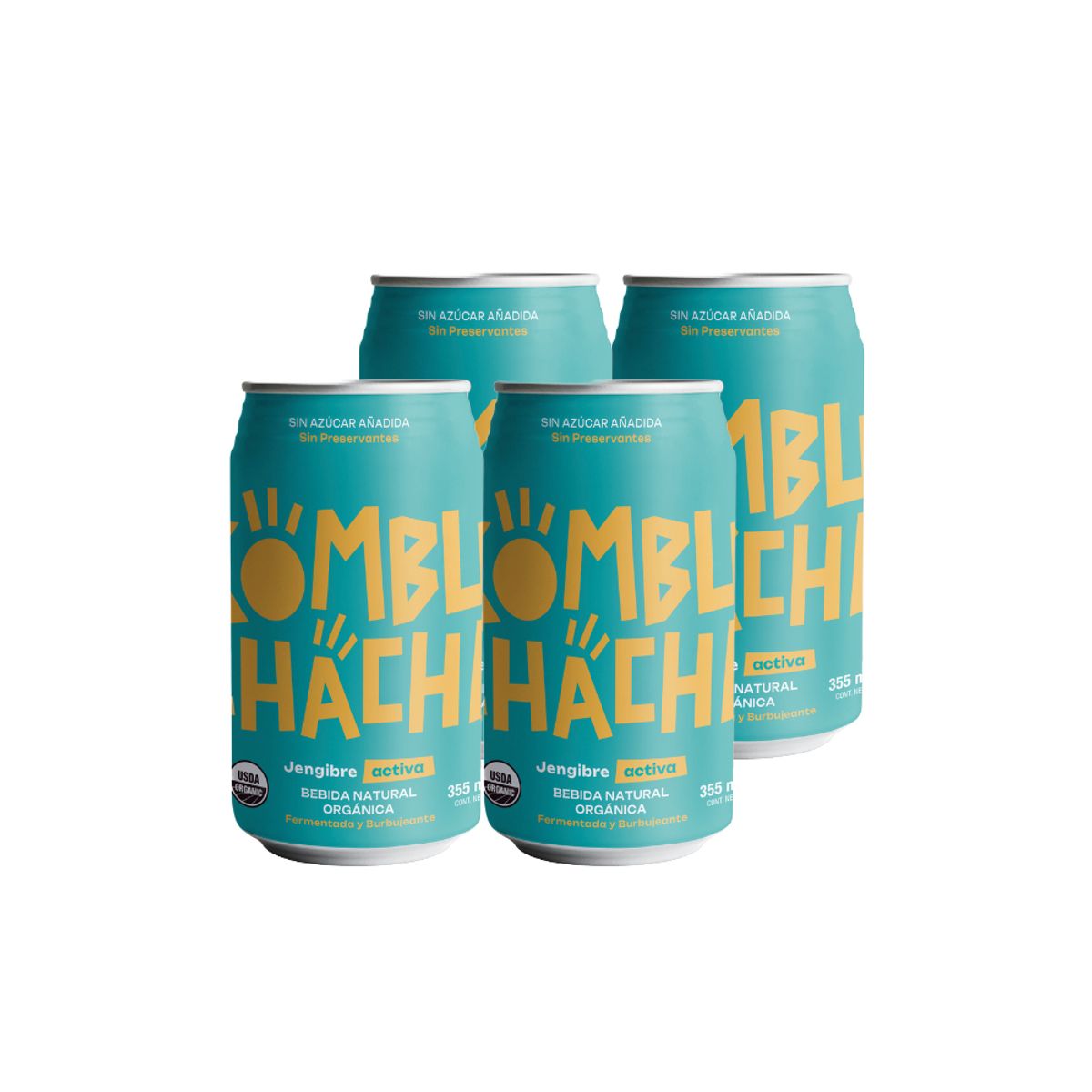 KOMBUCHACHA - 4x Kombuchacha Jengibre Lata 350cc