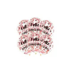 GENERICO - Globos Transparente Cumpleaños Confeti Oro rosa6pcs