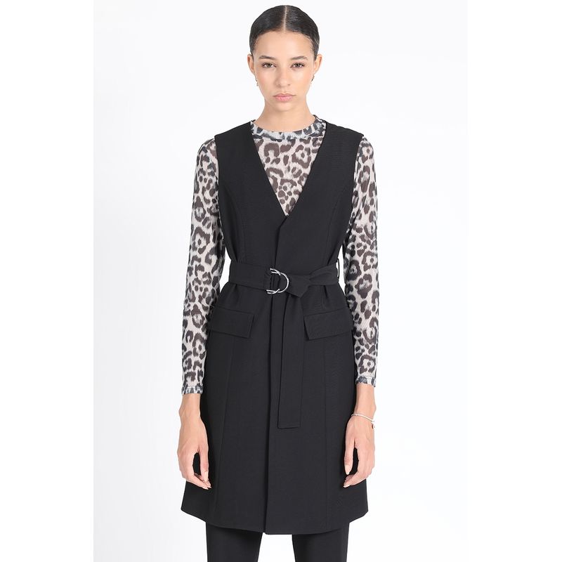 LIOLA - Chaqueta Larga Sin Mangas, Negro Liola