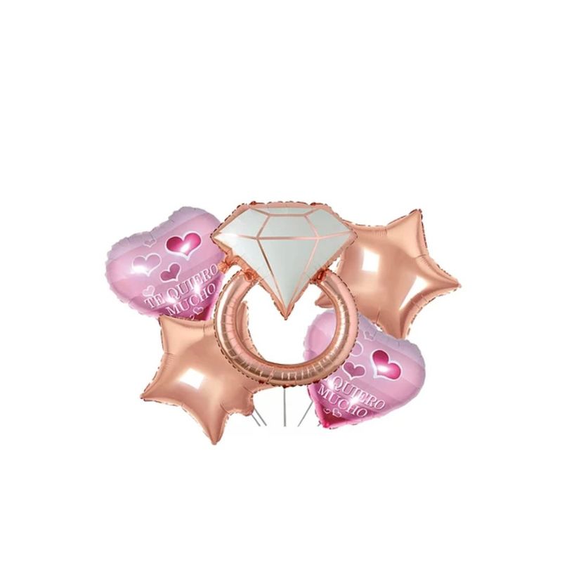 GENERICO - Set De Globos Anillo/estrella/corazón 5pcs