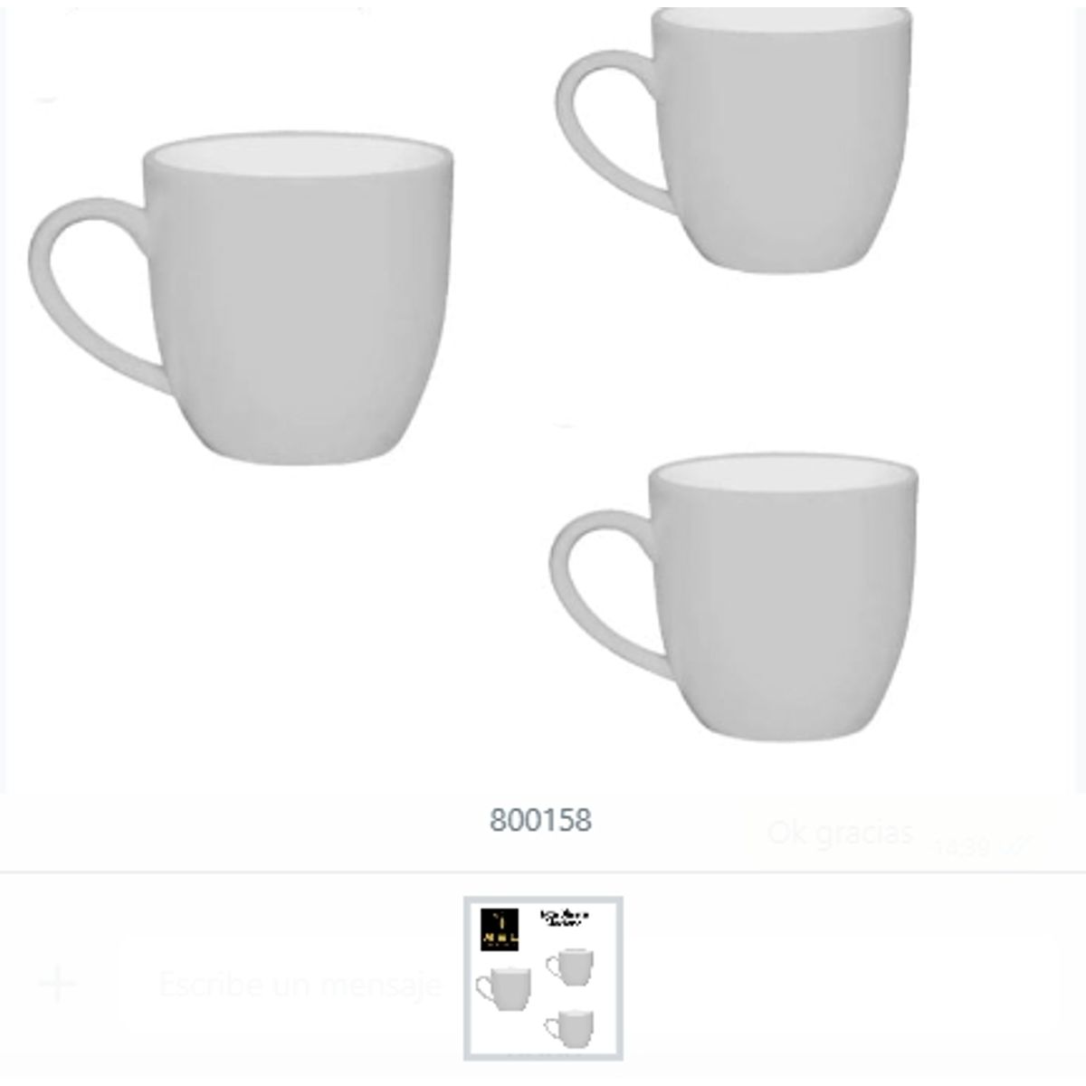 GENERICO - Taza Blanco Mediana De Ceramica