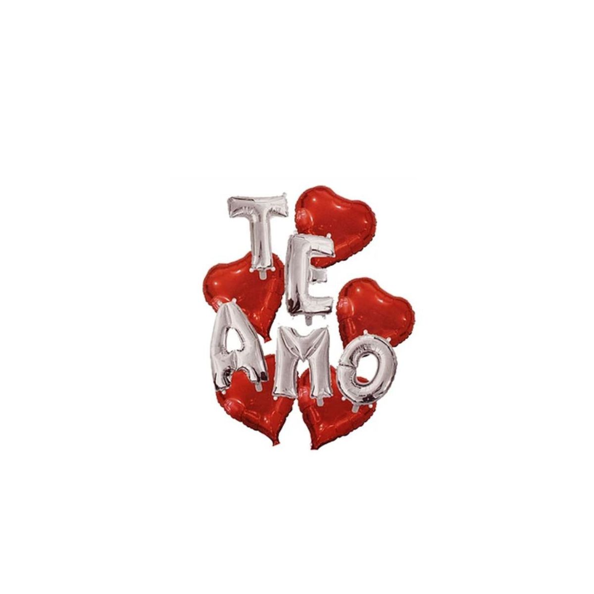 GENERICO - Set De Globos Metálicos Te Amo Plateado Con Corazones