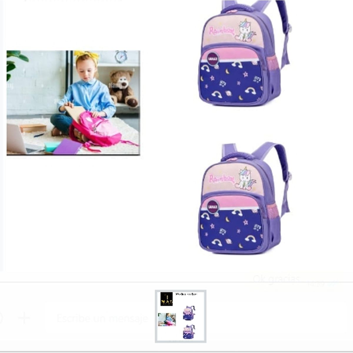 GENERICO - Mochila Rainbow Escolar Bolsa Morral Para Niñas