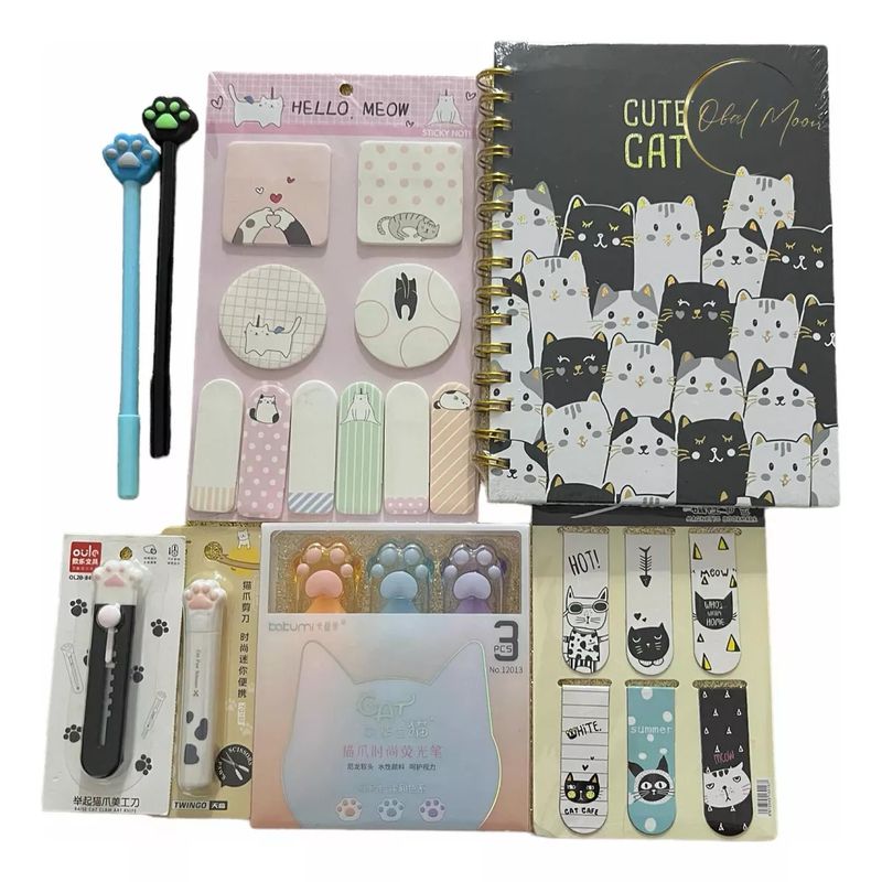 GENERICO - Set Escolar Diseño Kawaii Gatito Top